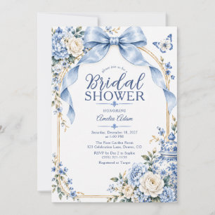 Something Blue Jar Chinoiserie Bow Bridal Shower Invitation