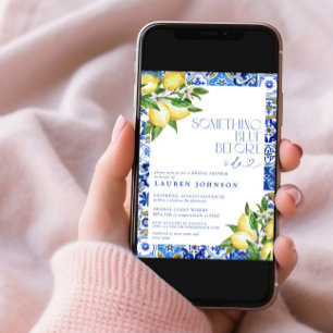 Something Blue Lemon Moroccan QR Bridal Shower Invitation