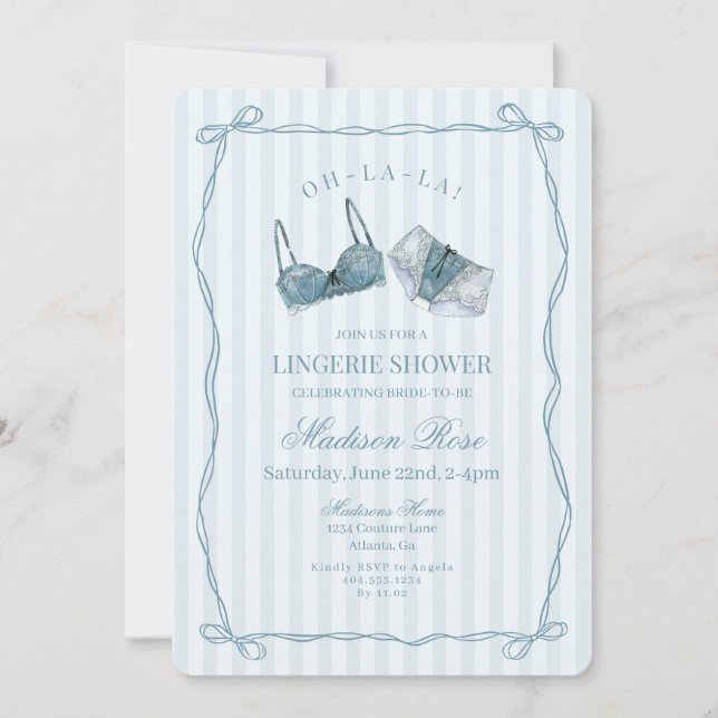 Something Blue Lingerie Lace Lingerie Shower Invitation (Front)