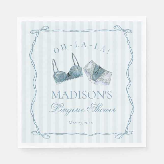 Something Blue Lingerie Shower Bachelorette Party Napkin (Front)