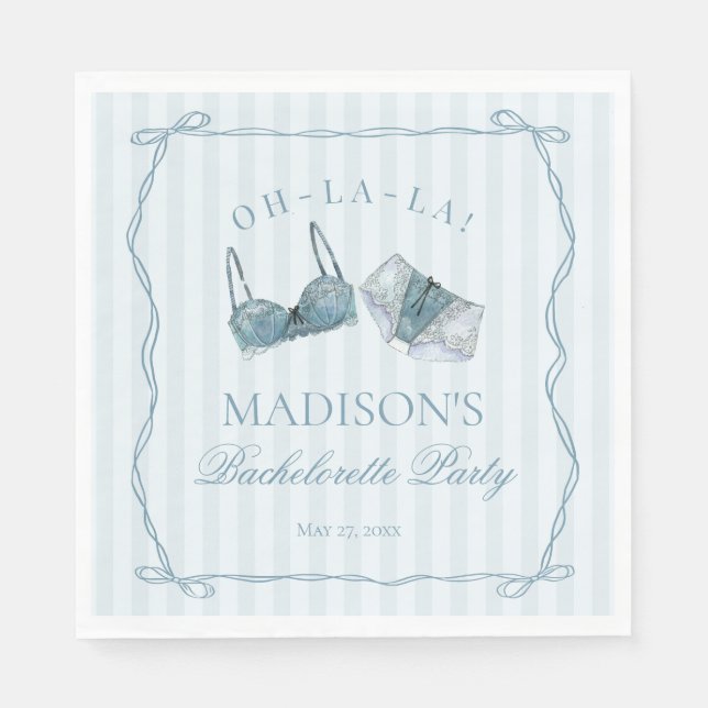 Something Blue Lingerie Shower Bachelorette Party Napkin (Front)