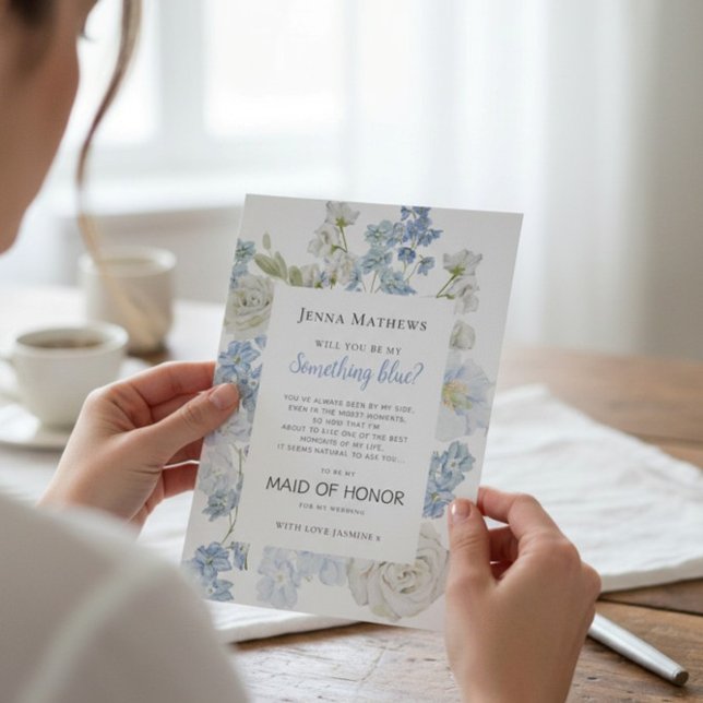 Something Blue Maid of Honor Wedding Proposal Card (Creator Uploaded)
