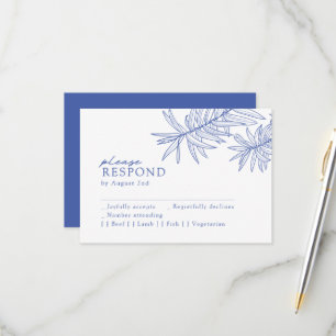 Something Blue Minimalist Botanical RSVP Card