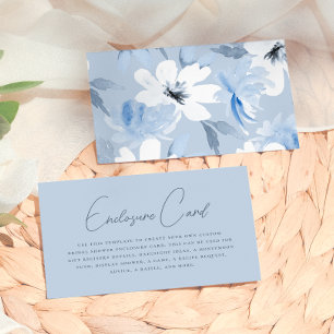Something Blue   Modern Floral Bridal Shower Enclosure Card