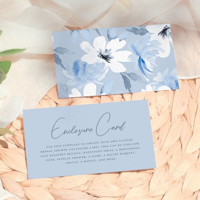 Something Blue | Modern Floral Bridal Shower Enclosure Card (Creator Uploaded)