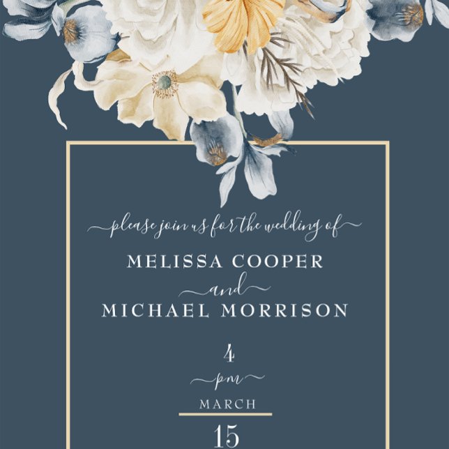 SOMETHING BLUE, MUTED FLORAL WEDDING INVITATION (Creator Uploaded)