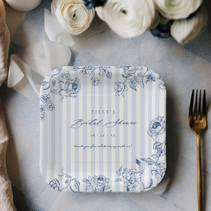 Something Blue Paper Plates Bridal Shower Party