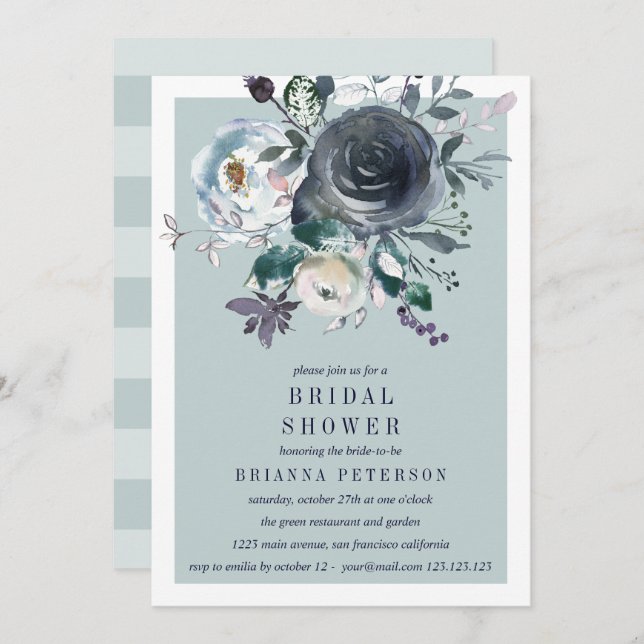 Something Blue | Peony Floral Bridal Shower Invitation (Front/Back)