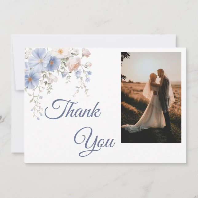 Something Blue Photo Thank You Card (Front)