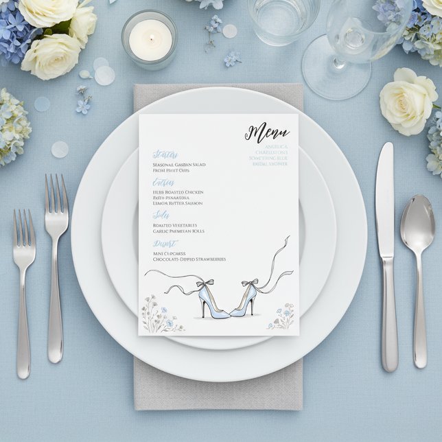 Something Blue Powder Blue Heels Bridal Shower Menu (Something Blue Powder Blue Heels Bridal Shower Menu
)