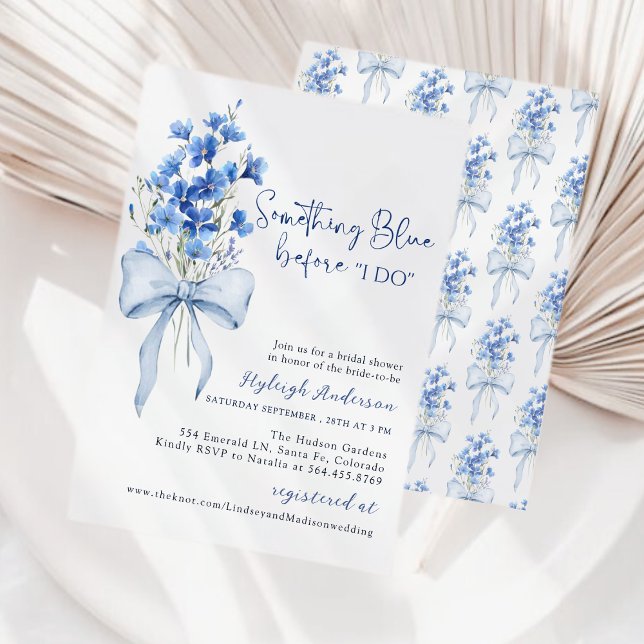 Something Blue Ribbon Bridal Shower | Dusty Blue  Invitation (Creator Uploaded)