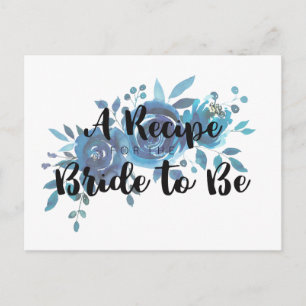 Something Blue Rose Bridal Shower Recipe Card