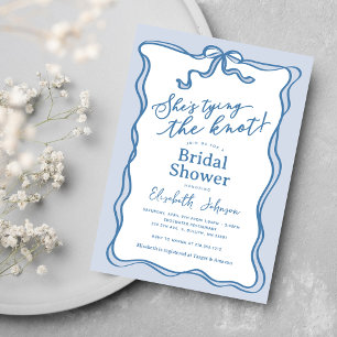 Something Blue She's Tying the Knot Bridal Shower Invitation