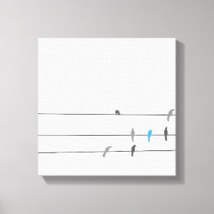 Something Blue Simplistic Bird Sky Painting Canvas Print