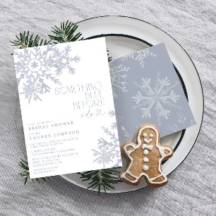 Something Blue Snowflake Winter Bridal Shower Invitation