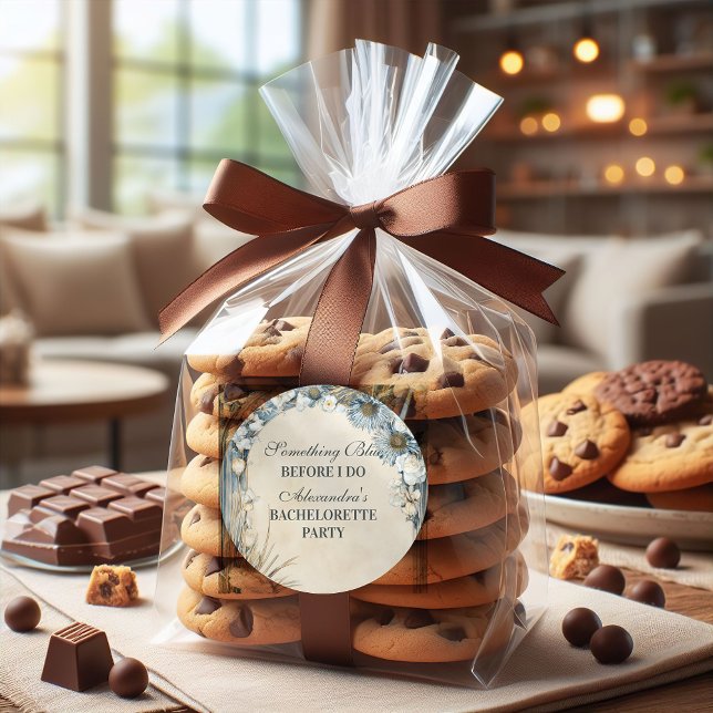 Something Blue Thistle Floral Bachelorette Party Classic Round Sticker (Creator Uploaded)