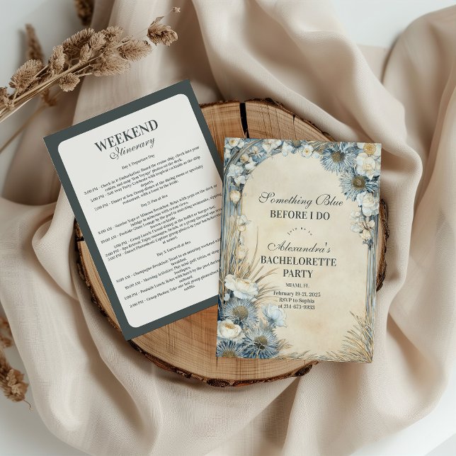 Something Blue Thistle Floral Bachelorette Party Invitation (Creator Uploaded)