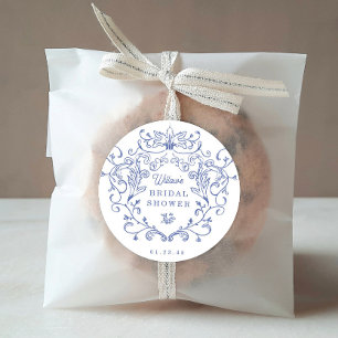 Something Blue Victorian Bridal Shower Favours Classic Round Sticker