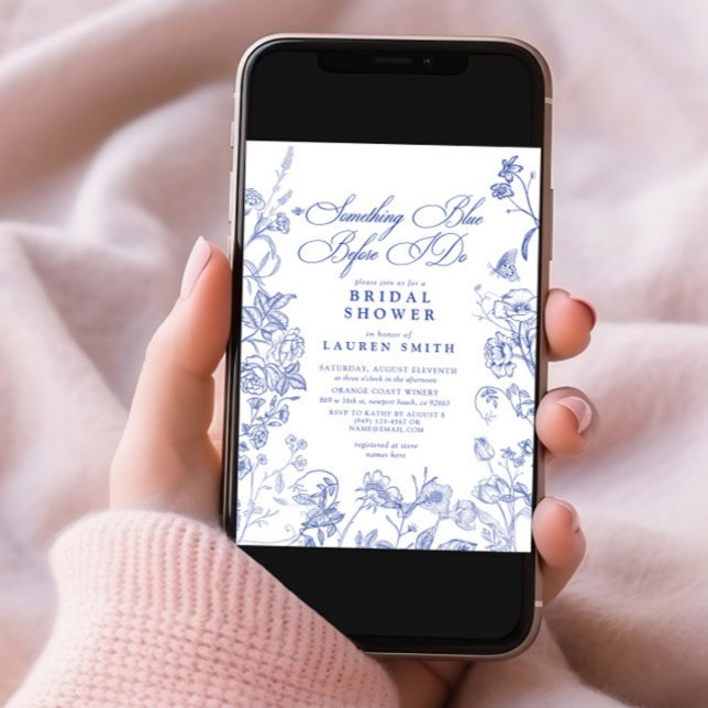 Something Blue Victorian Floral Bridal Shower Invitation (Creator Uploaded)