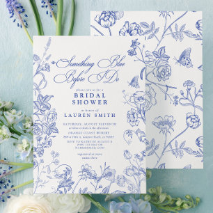 Something Blue Victorian Floral Bridal Shower Invitation