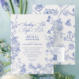 Something Blue Victorian QR Floral Bridal Shower Invitation