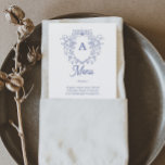 Something Blue Victorian Wedding Menu<br><div class="desc">This design features a blue porcelain victorian chinoiserie crest along with a lovely combination of elegant and classic fonts. See the entire collection for more matching items!</div>