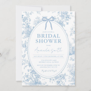 Something Blue Vintage Floral Toile Bridal Shower Invitation