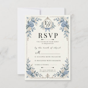 Something Blue Vintage Heirloom Wedding RSVP Card