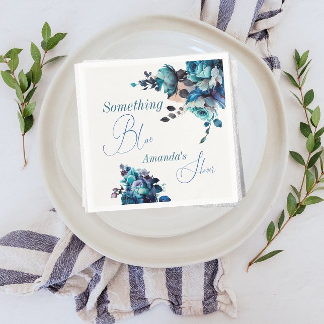 Something Blue Watercolor Bouquet Bridal Shower Napkin (Creator Uploaded)