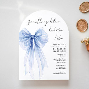 Something Blue Watercolor Bow Arch Bridal Shower Invitation