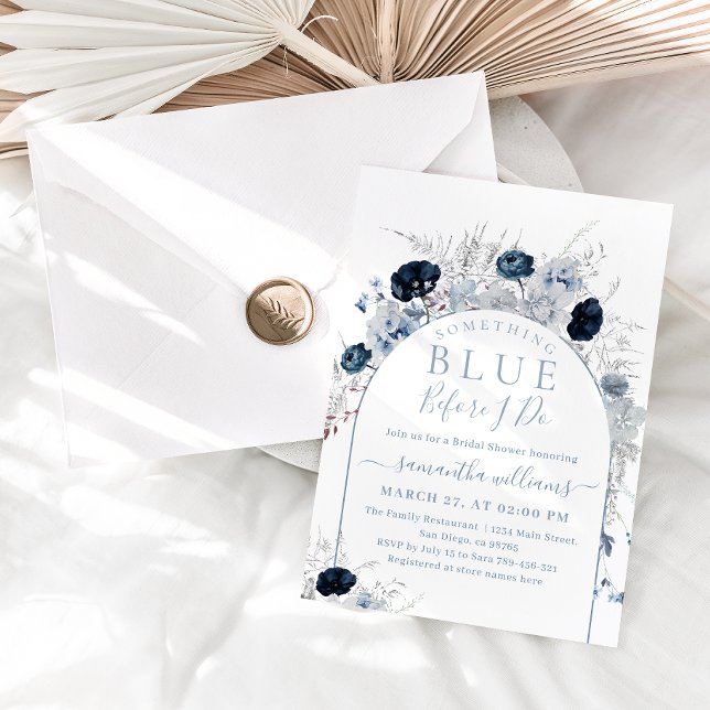Something Blue Watercolor Floral Bridal Shower Invitation (Creator Uploaded)