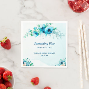 Something Blue Watercolor Floral Bridal Shower  Napkin