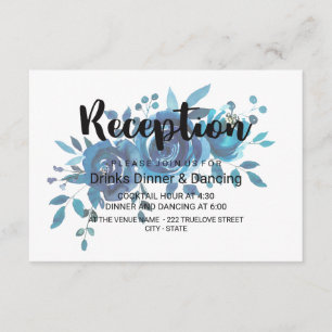 Something Blue Watercolor Floral Wedding Reception Enclosure Card