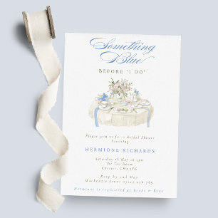Something Blue Watercolor Tea Party Bridal Shower Invitation