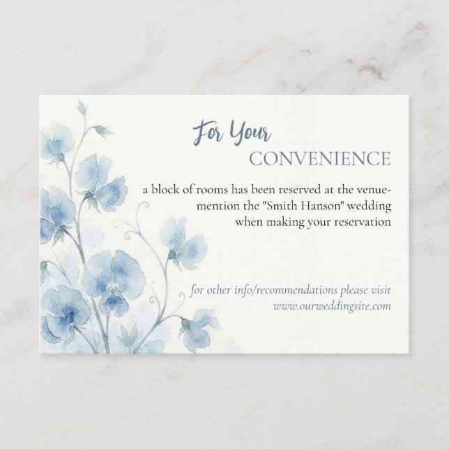 Something Blue Wedding Details Card (Front)