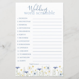 Something Blue Wedding Word Scramble