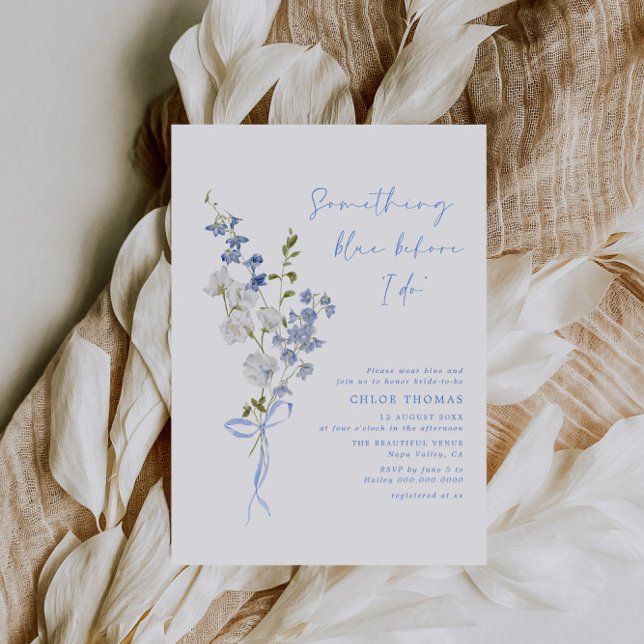 Something Blue Wildflower Bouquet Bridal Shower Invitation (Creator Uploaded)