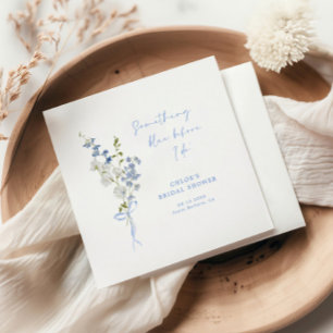 Something Blue Wildflower Bouquet Bridal Shower Napkin