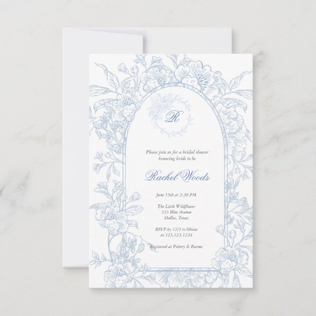 Something Blue Wildflower Bridal Shower Invitation (Front)