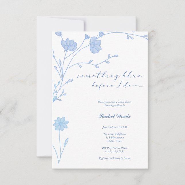 Something Blue Wildflower Bridal Shower Invitation (Front)