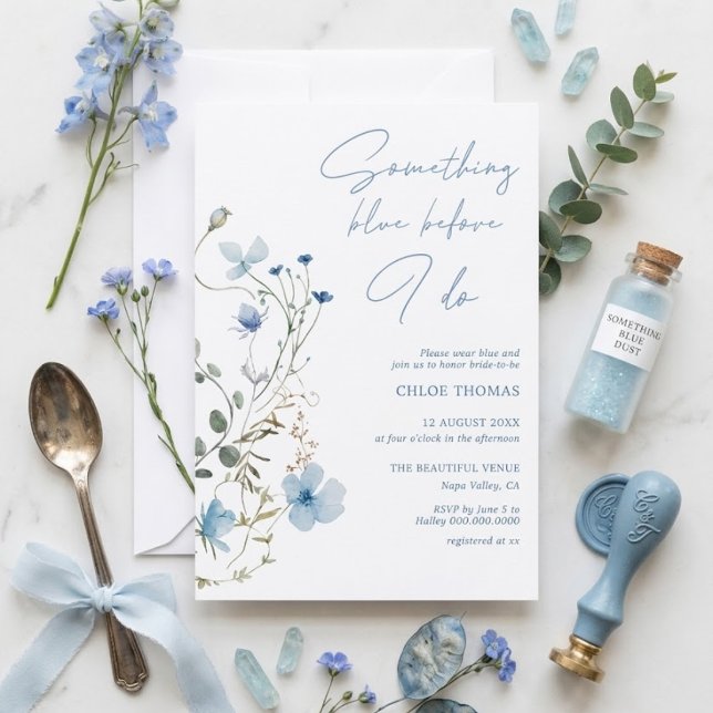Something Blue Wildflower Bridal Shower Invitation (Creator Uploaded)