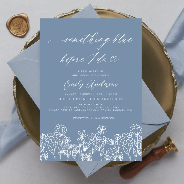 Something Blue Wildflower Bridal Shower Invitation (Creator Uploaded)