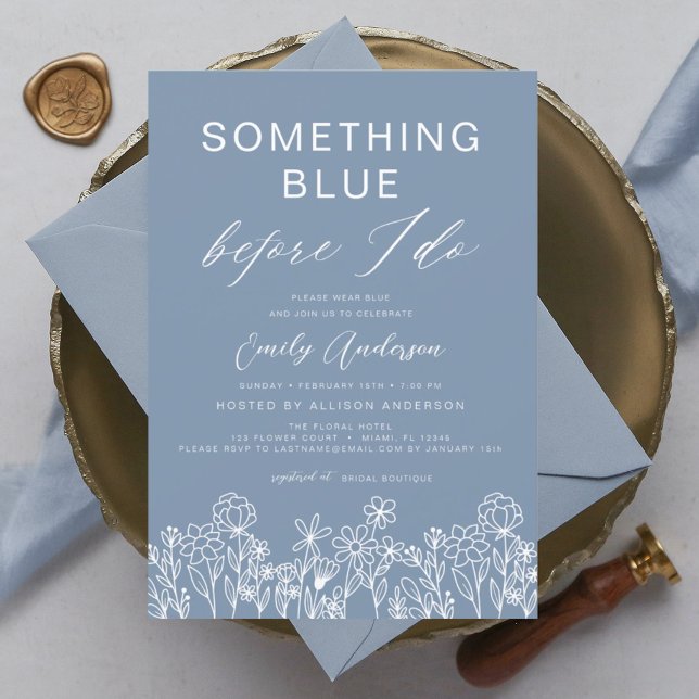 Something Blue Wildflower Bridal Shower Invitation (Creator Uploaded)