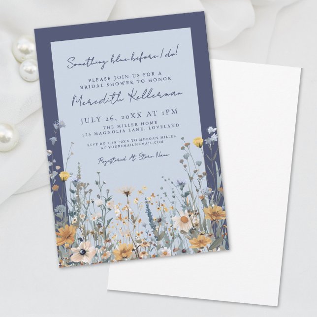 Something Blue Wildflower Bridal Shower Invitation (Something Blue Wildflower Bridal Shower Invitation)