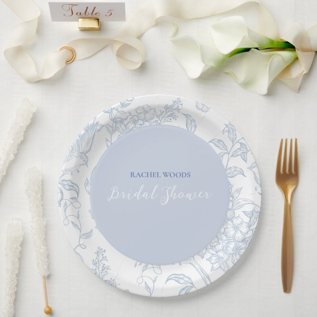 Something Blue Wildflower Bridal Shower Invitation Paper Plate (Wedding)
