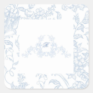 Something Blue Wildflower Bridal Shower Invitation Square Sticker