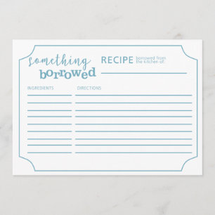 Something Borrowed Bridal Shower Recipe Card