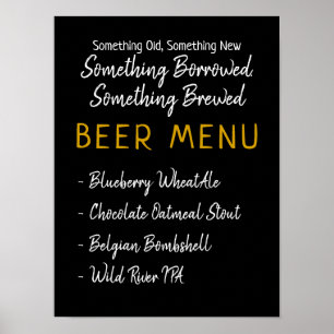 Something Borrowed, Something Brewed Beer Menu Poster