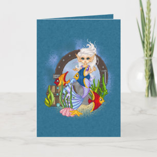 Something Fishy Mermaid Pixel Art Card