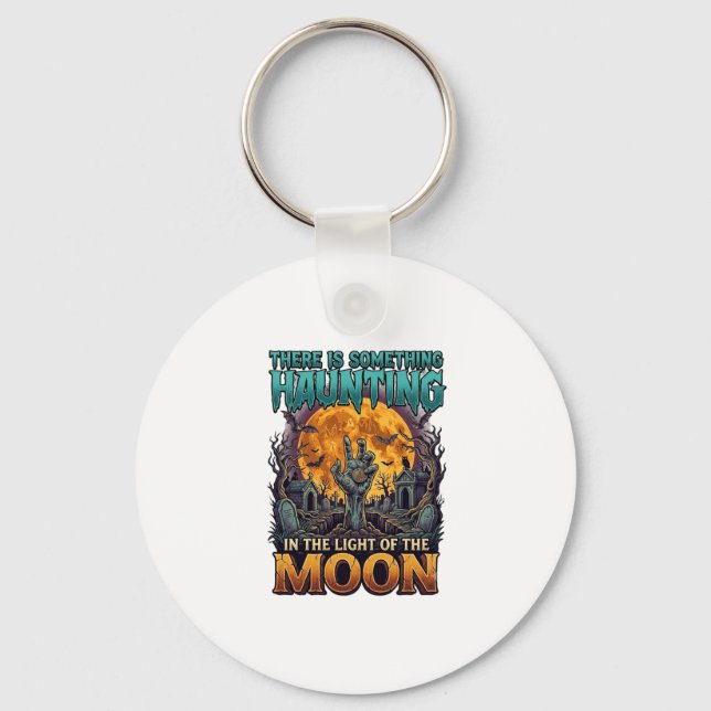 Something Haunting Moon Halloween Zombie Hand Grav Key Ring (Front)